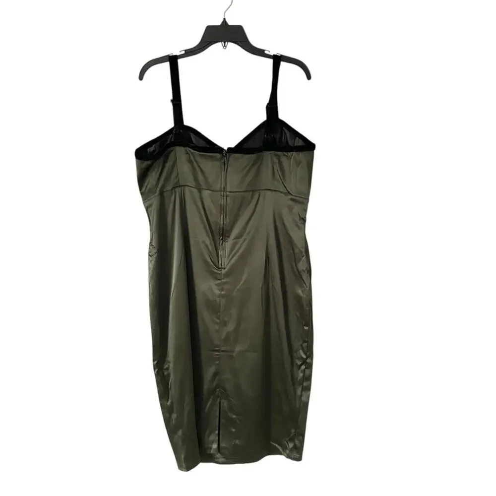 Deadly Dames NWTs Olive Green Black Lace Velvet Trim Wiggle Dress size 2X - Picture 5 of 9